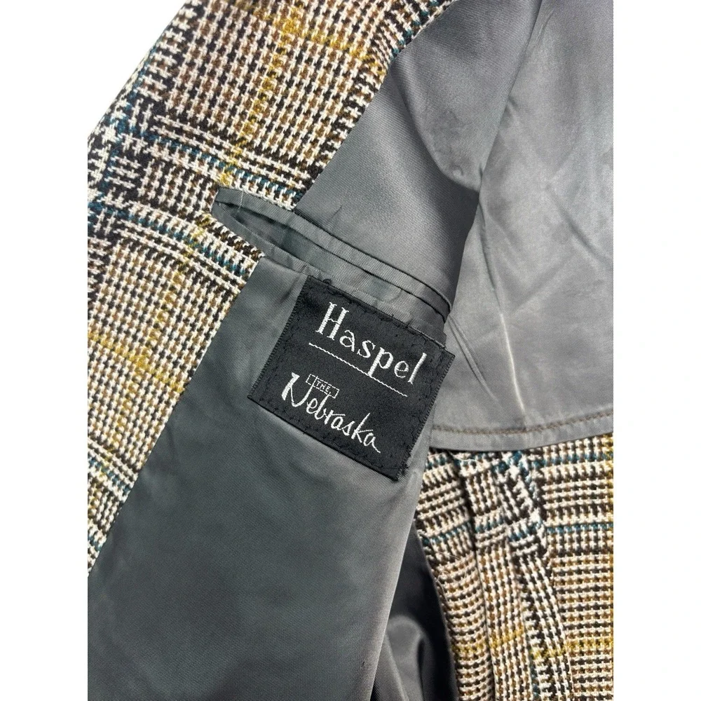 vtv 1970s Haspel 42R Multi-Color Plaid Heavy Tweed Blazer Jacket Sport Suit Coat